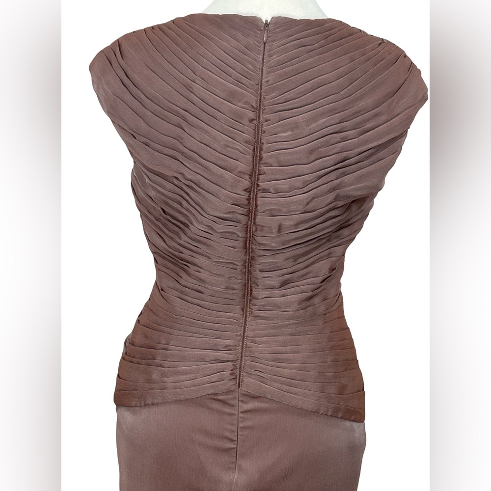 Adrianna Papell Mauve Pink Chiffon Pleated Cocktail Dress Ruched Size 8 Fairy - Picture 6 of 10